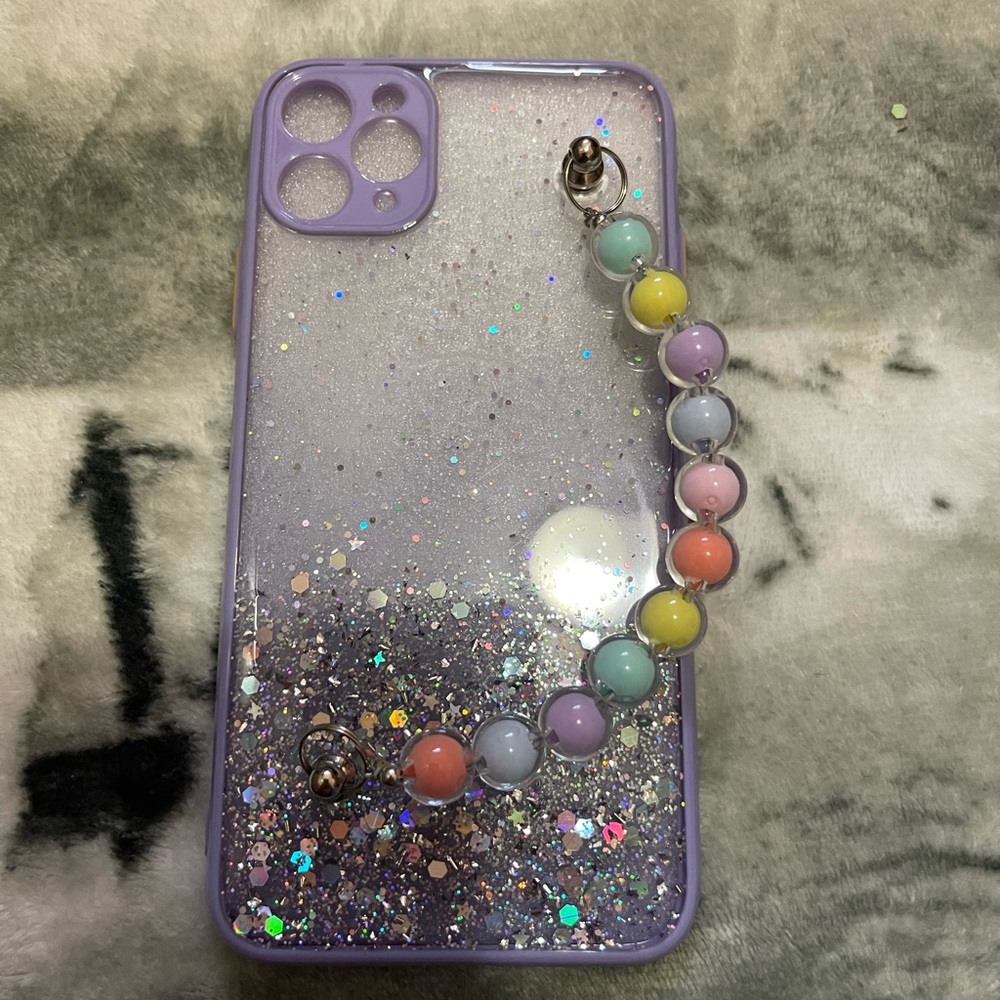 SEQUIN DECOR HAND STRAP PHONE CASE